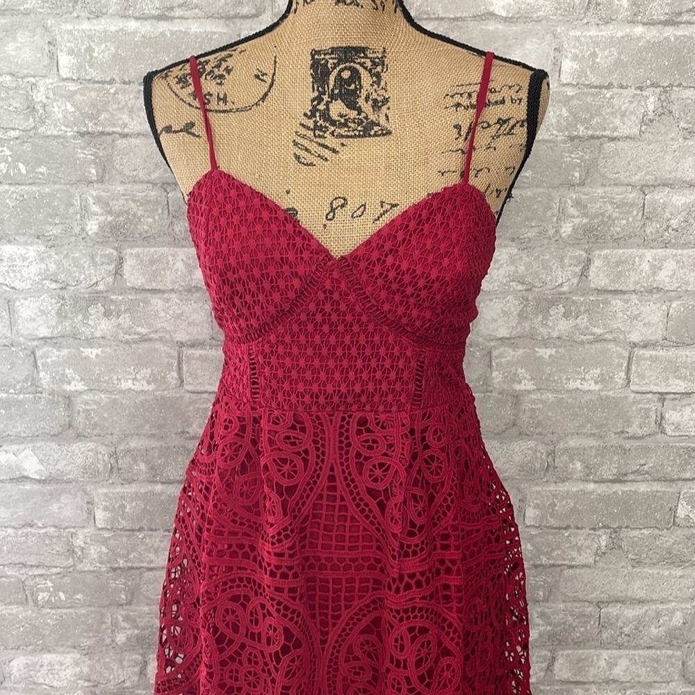 Lulus Real Life Dream Berry Red Lace Midi Dress - Picture 4 of 12